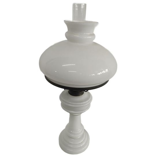 Vintage Antieke Olielamp Opaalglas (omgebouwd) Groot 1