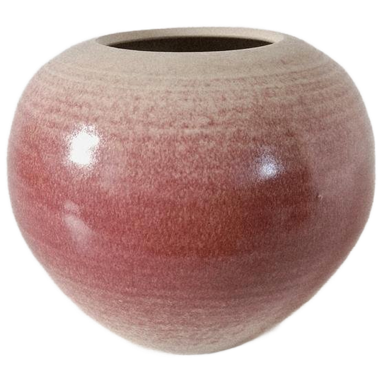 Vintage Roze Bol Vaas Keramieke Vaas 1