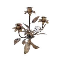 Mn30 – Kandelaar -bloemen Porselein – Kerkkandelaar – Messing