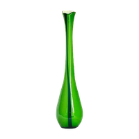 Grote Dubbelwandig Geblazen Murano Vaas In Groen, Jaren '70