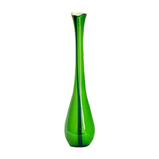 Grote Dubbelwandig Geblazen Murano Vaas In Groen, Jaren '70 1