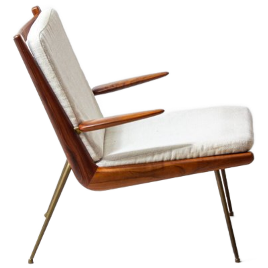 Mid-century Vintage Scandinavische 'boomerang' Lounge Stoel Door Peter Hvidt En Orla Møgaard-nielsen, Denemarken 1