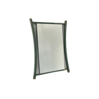 Pierre Vandel Paris - Hallway Mirror - Green Metal Frame With Brass Accents thumbnail 1