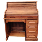 Prachtige Antiek Houten Rolluik Secretaire/Bureau thumbnail 1