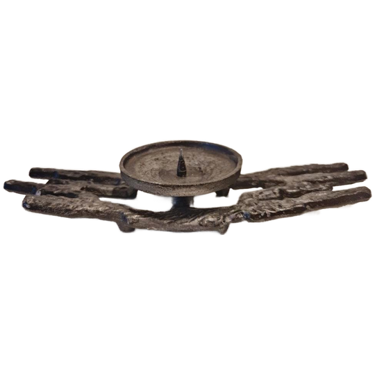 Brutalist 70's Kaarsenstandaard Kandelaar Gietijzer 1