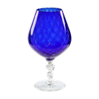 Blauw Glas Snifter Vaas Brandy Cognac Kobalt Empoli Italy 33Cm thumbnail 1