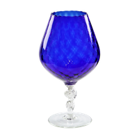 Blauw Glas Snifter Vaas Brandy Cognac Kobalt Empoli Italy 33Cm