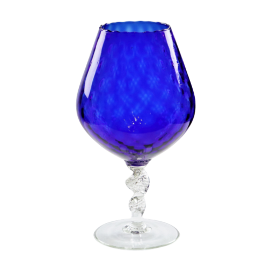 Blauw Glas Snifter Vaas Brandy Cognac Kobalt Empoli Italy 33cm 1