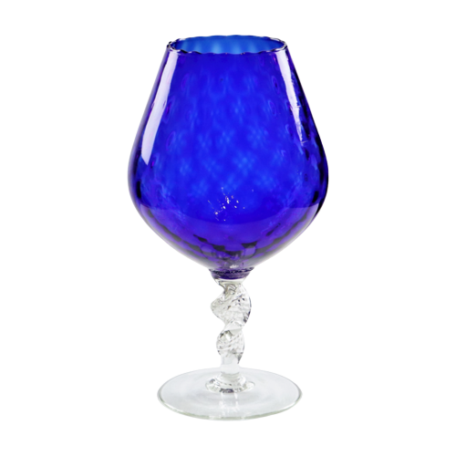 Blauw Glas Snifter Vaas Brandy Cognac Kobalt Empoli Italy 33Cm