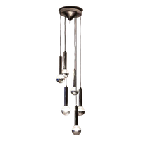 Mid-century Vintage Neerwaartse Spiraal Hanglamp In Chroom En Glas