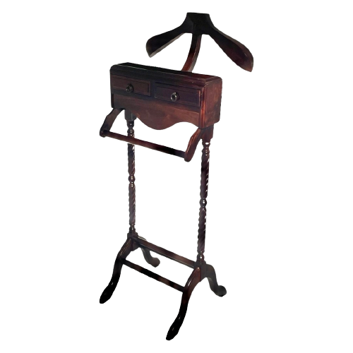 Dressboy / Valet Stand - Made In England - Two Drawers And Elegantly Shaped Wooden Frame