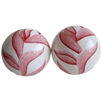 Twee Ronde Ballen Van Gips Ø 10 Cm Met Bladmotief thumbnail 1