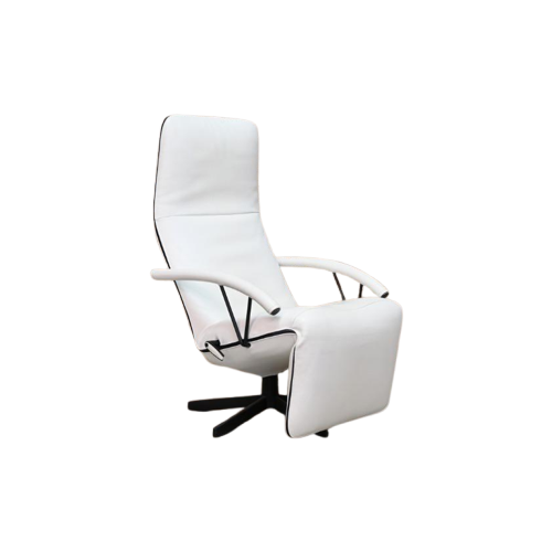 Zganieuw! Witte Leren Jori Pilot Zip Design Relaxfauteuil