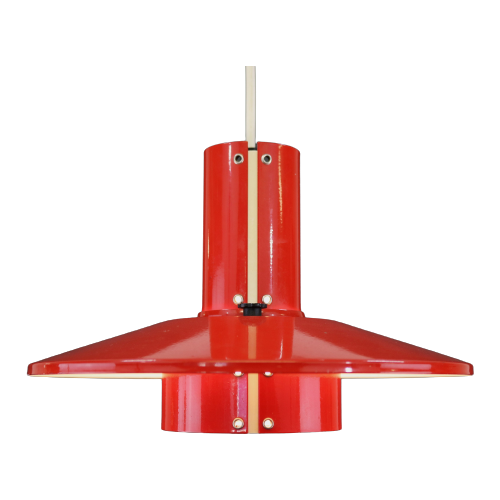Postmoderne Rode Hanglamp Ontworpen Door Mogens Davidsen Voor Sc Sorensen - Model Flipper Line 19