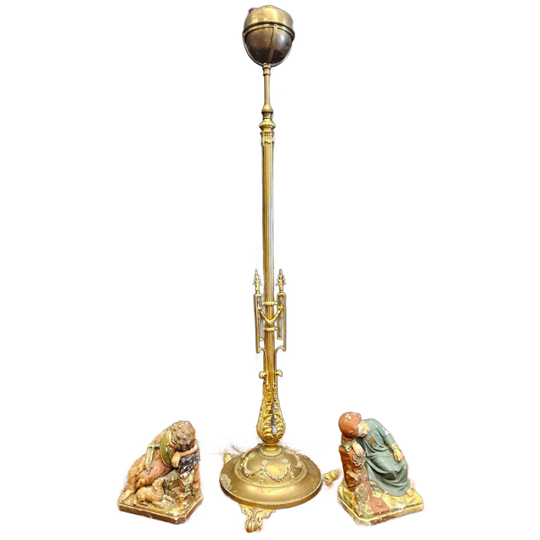 Antieke Neoghotische Kerk Lantaarn / Messing Kerk Vloer Lamp / Kerk Kandelaar ( Church Lantern) 1