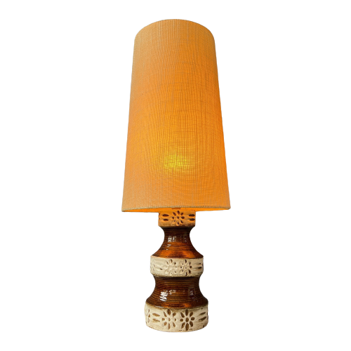 West-Duitsland Fat Lava Keramische Tafellamp / Mid Century Duitse Bureaulamp