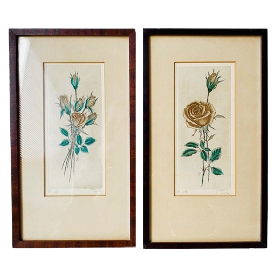 Paar Tjitske Elisabeth Modderman Litho Schilderijen Rozen 1
