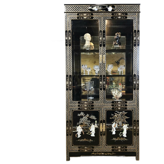 Vintage Chinese Vitrinekast / Aziatische Kast / Chinoiserie / Oosterse Kast / Display Cabinet / Bohemian Kast 1