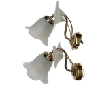 Set Van 2 Messing Art Deco Muurlampen Bloem, 1960's thumbnail 1