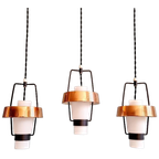 Trio Van Scandinavische Hangers In Opaline En Kopermetaal thumbnail 1