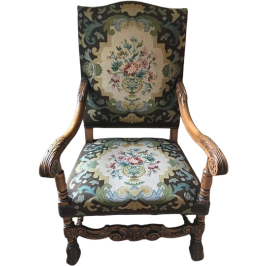 2142 Antieke Vintage Ridderstoel Barok Fauteuil 1