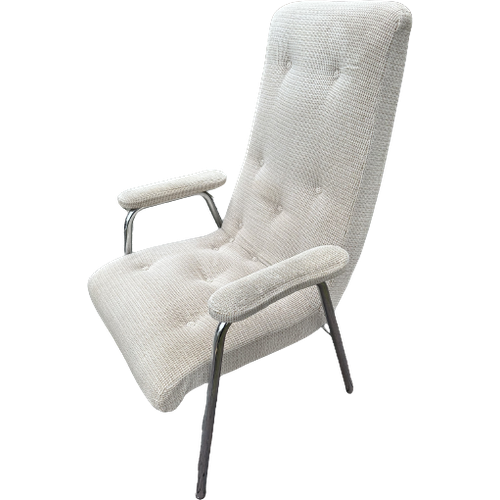 Mid-Century Beige, Zilver Fauteuil