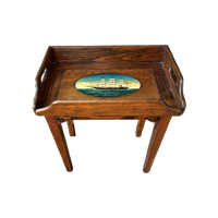 Klassiek Bruin, Meerkleurig Bijzettafel Antieke Butlers Tafel, Dienblad Verwijderbaar