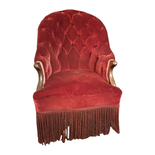 Klassiek Biedermeier Rood Toad Fauteuil With Wheels 1