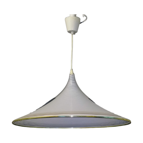 Vintage Goudkleurig, Wit Hanglamp Heksenhoed, Trompetlamp