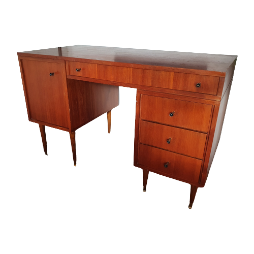 Vintage Bruin Bureau Met Deur En Laden