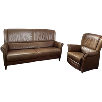 Mid-Century Bronskleurig, Bruin Schapenleer Bank And Elektirische Fauteuil
