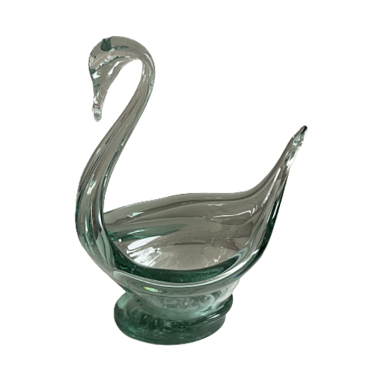 Transparante Mondgeblazen Schaal Van Een Zwaan Murano Style 1