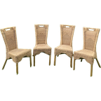 Bohemian Beige Stoel Set Van 4 Rieten Stoelen thumbnail 1