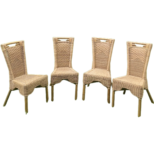 Bohemian Beige Stoel Set Van 4 Rieten Stoelen 1