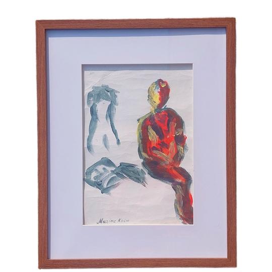 Origineel Acrylschilderij Ingelijst.figuratief Abstract. 1