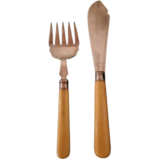 Antiek Walker And Hall Groot Vis Serveerset, Zilver Gemerkt 1