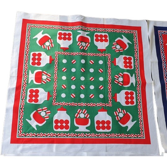 13315 Vintage Groen, Rood, Wit Tafelkleed Jaren 70 1