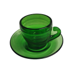 2046 Vintage Groene Glazen Kop En Schotels thumbnail 1