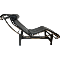 Cassina Lc4 Le Corbusier Chaise Longue Zwart Leer Chrome Frame