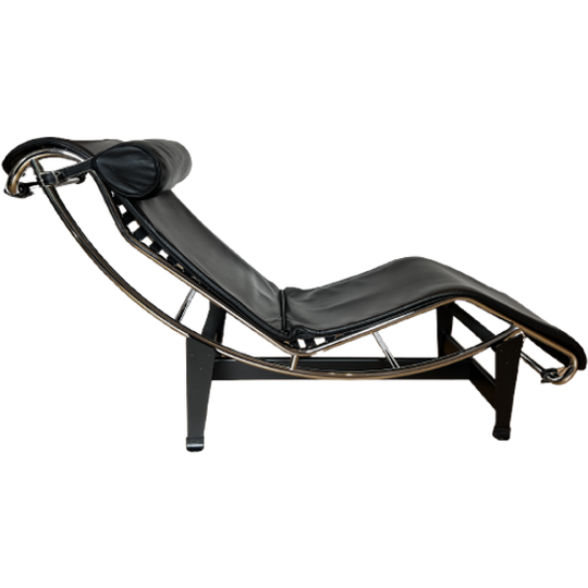 Cassina Lc4 Le Corbusier Chaise Longue Zwart Leer Chrome Frame 1