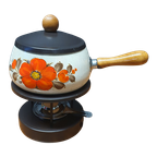 1995 Vintage Fonduestel Met Vrolijke Bloemen thumbnail 1