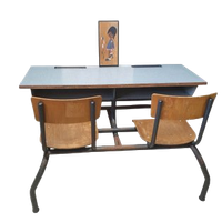 2209 Vintage Industriele Schoolbank