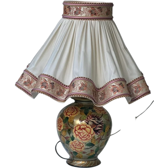Klassiek Beige, Roze Tafellamp Hand Geschilderd 1
