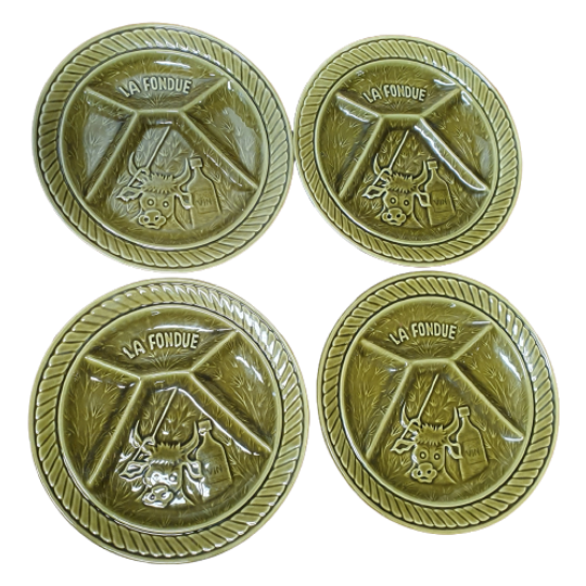 1871 Vintage Franse Fondueborden Borden 4x 1