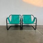 Tweetal Vintage Deense Fauteuils, Xcol, Zwart Staal Met Groene Stof, 1980’s thumbnail 2