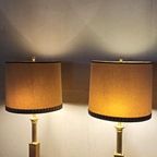 Set Van 2 Grote Vintage Klasiek Messing Tafellampen thumbnail 5