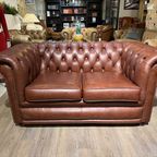 Engelse Chesterfield Bankstel 2 X 2 Zits Banken Chestnut Bruin thumbnail 8