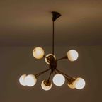 Mid-century Italiaanse Bollen Luster In Messing En Melkglas thumbnail 8