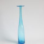 Blue Bubble Glass Bottle Vase 1950S 1960S thumbnail 12