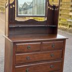 Engelse Art Deco Kaptafel Hout Met Spiegel Engels thumbnail 19